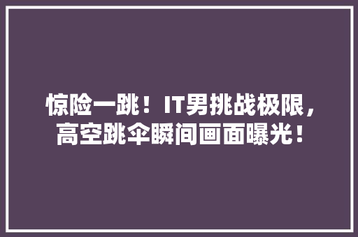 惊险一跳！IT男挑战极限，高空跳伞瞬间画面曝光！ 神马SEO