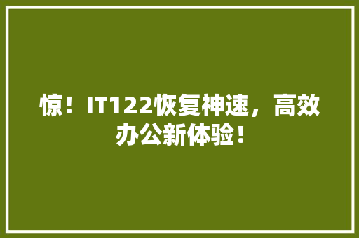 惊！IT122恢复神速，高效办公新体验！ 必应SEO