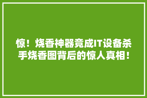 惊！烧香神器竟成IT设备杀手烧香图背后的惊人真相！ 神马SEO