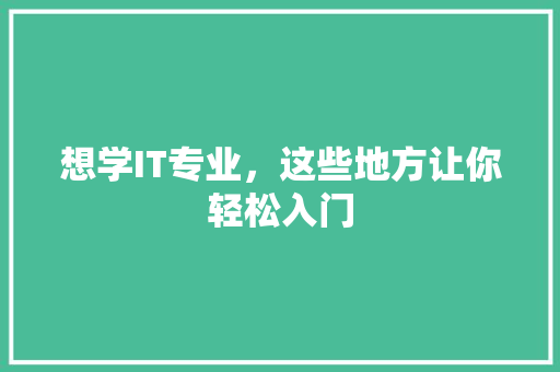想学IT专业，这些地方让你轻松入门 网站建设公司