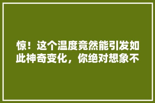 惊！这个温度竟然能引发如此神奇变化，你绝对想象不到！ SEO关键词