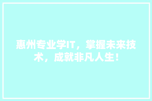 惠州专业学IT，掌握未来技术，成就非凡人生！ SEO关键词