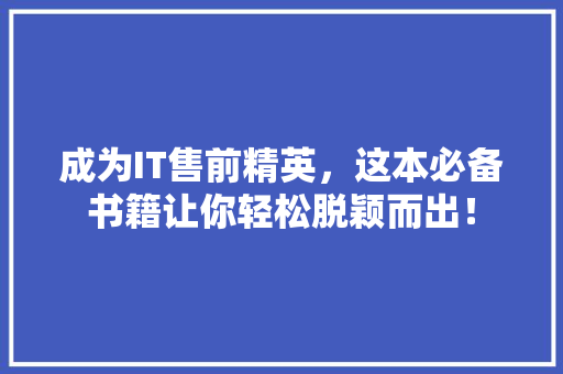 成为IT售前精英，这本必备书籍让你轻松脱颖而出！ 网站建设公司