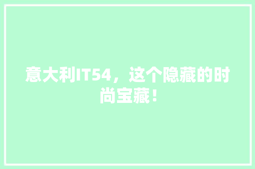 意大利IT54，这个隐藏的时尚宝藏！ 神马SEO