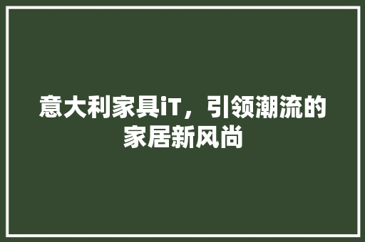 意大利家具iT，引领潮流的家居新风尚 SEO关键词