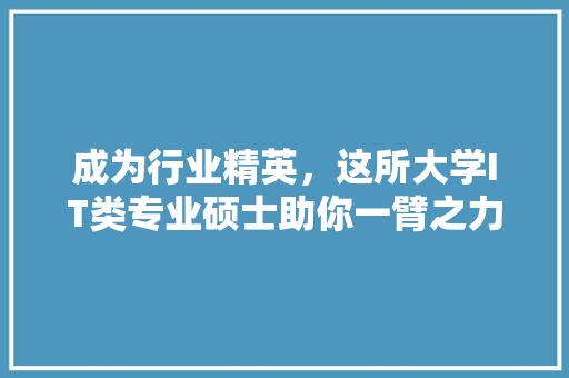 成为行业精英，这所大学IT类专业硕士助你一臂之力！