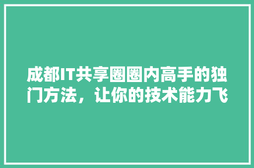 成都IT共享圈圈内高手的独门方法，让你的技术能力飞跃提升！ 百度SEO