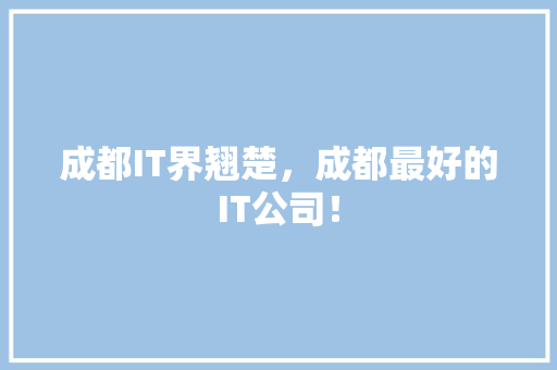 成都IT界翘楚，成都最好的IT公司！ 网站建设公司