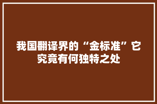 我国翻译界的“金标准”它究竟有何独特之处 SEO关键词
