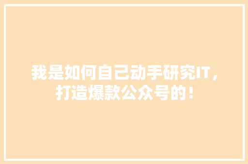 我是如何自己动手研究IT，打造爆款公众号的！ 必应SEO