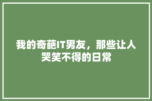 我的奇葩IT男友，那些让人哭笑不得的日常 搜狗SEO