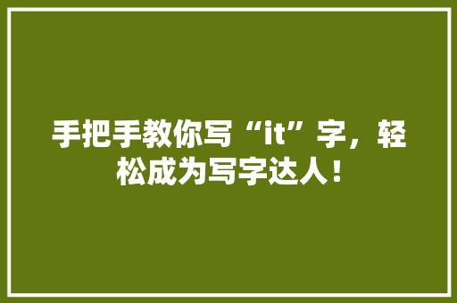 手把手教你写“it”字，轻松成为写字达人！ 网站建设公司