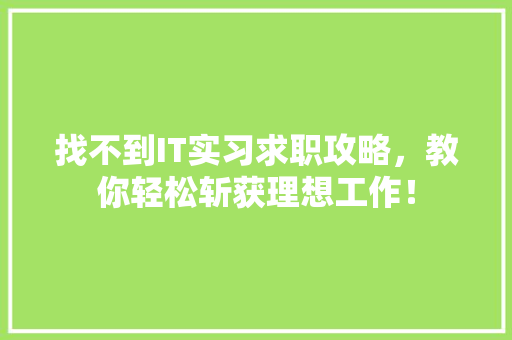找不到IT实习求职攻略，教你轻松斩获理想工作！ 搜狗SEO