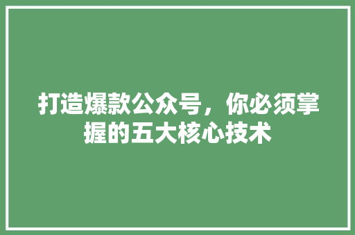 打造爆款公众号，你必须掌握的五大核心技术 网站建设公司