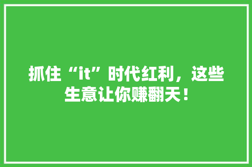 抓住“it”时代红利，这些生意让你赚翻天！ SEO关键词