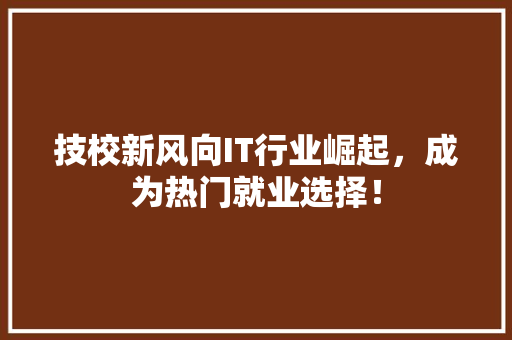 技校新风向IT行业崛起，成为热门就业选择！ 神马SEO