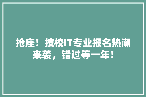 抢座！技校IT专业报名热潮来袭，错过等一年！ SEO关键词