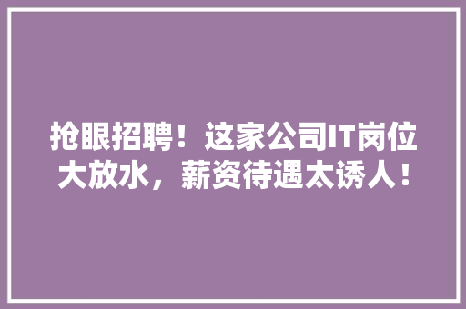 抢眼招聘！这家公司IT岗位大放水，薪资待遇太诱人！ SEO关键词