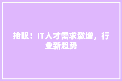 抢眼！IT人才需求激增，行业新趋势 神马SEO