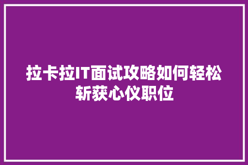 拉卡拉IT面试攻略如何轻松斩获心仪职位 百度SEO