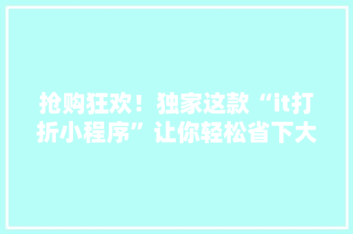 抢购狂欢！独家这款“it打折小程序”让你轻松省下大把钞票！ 必应SEO