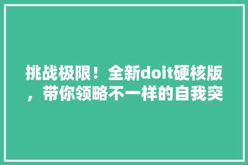 挑战极限！全新doit硬核版，带你领略不一样的自我突破 网站建设公司