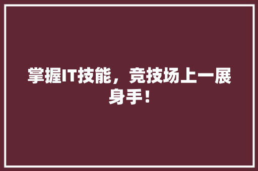 掌握IT技能，竞技场上一展身手！ 神马SEO