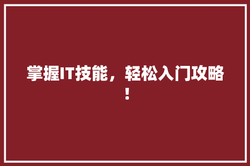 掌握IT技能，轻松入门攻略！ 神马SEO