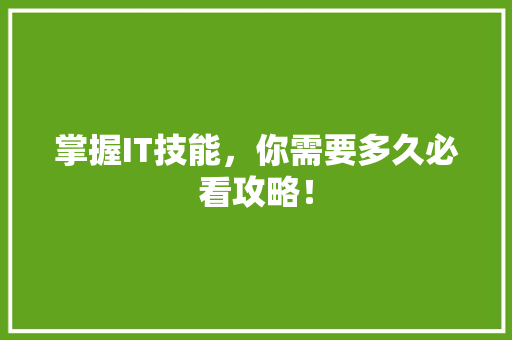 掌握IT技能，你需要多久必看攻略！ SEO关键词