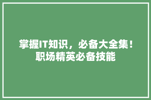 掌握IT知识，必备大全集！职场精英必备技能 搜狗SEO