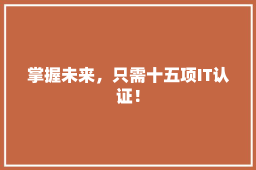 掌握未来，只需十五项IT认证！ 神马SEO