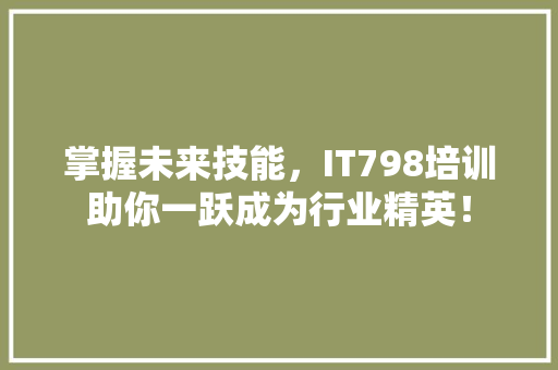 掌握未来技能，IT798培训助你一跃成为行业精英！ 必应SEO