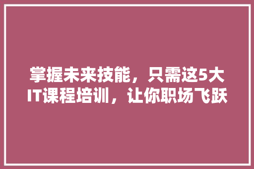 掌握未来技能，只需这5大IT课程培训，让你职场飞跃！ 必应SEO