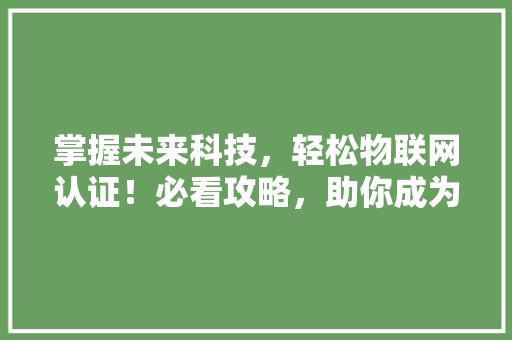 掌握未来科技，轻松物联网认证！必看攻略，助你成为行业佼佼者！ 百度SEO