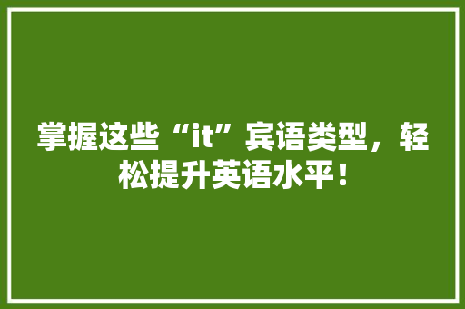 掌握这些“it”宾语类型，轻松提升英语水平！ 网站建设公司