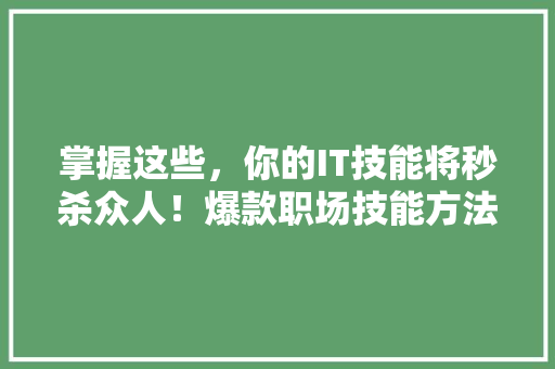 掌握这些，你的IT技能将秒杀众人！爆款职场技能方法 网站建设公司