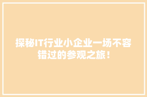 探秘IT行业小企业一场不容错过的参观之旅！ 必应SEO