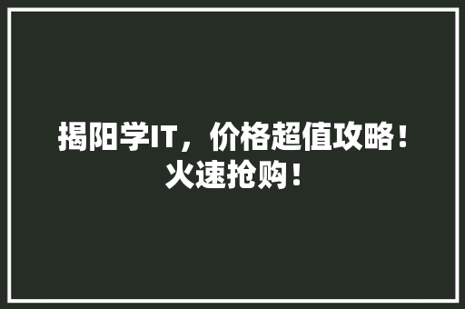 揭阳学IT，价格超值攻略！火速抢购！ 神马SEO
