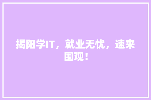 揭阳学IT，就业无忧，速来围观！ 百度SEO