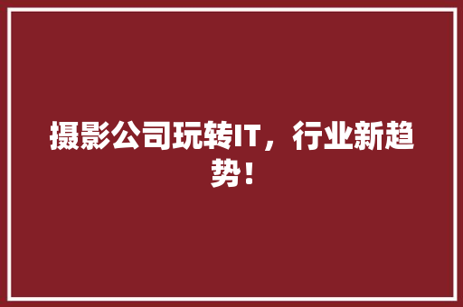 摄影公司玩转IT，行业新趋势！ 百度SEO