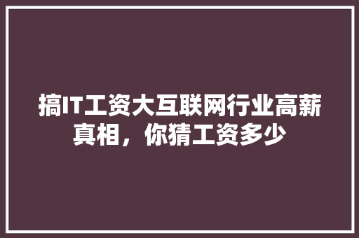 搞IT工资大互联网行业高薪真相，你猜工资多少 网站建设公司