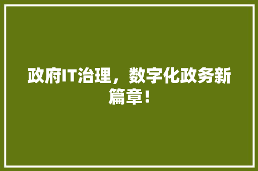 政府IT治理，数字化政务新篇章！ 搜狗SEO