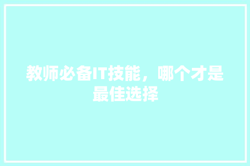 教师必备IT技能，哪个才是最佳选择 SEO关键词