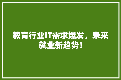 教育行业IT需求爆发，未来就业新趋势！ 神马SEO