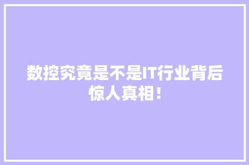 数控究竟是不是IT行业背后惊人真相！