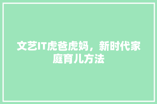 文艺IT虎爸虎妈，新时代家庭育儿方法 SEO关键词