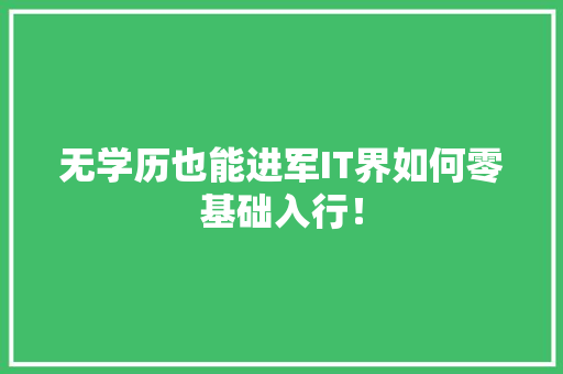 无学历也能进军IT界如何零基础入行！ 网站建设公司