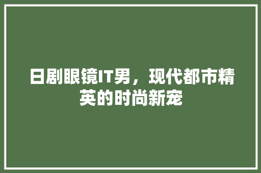 日剧眼镜IT男，现代都市精英的时尚新宠 必应SEO