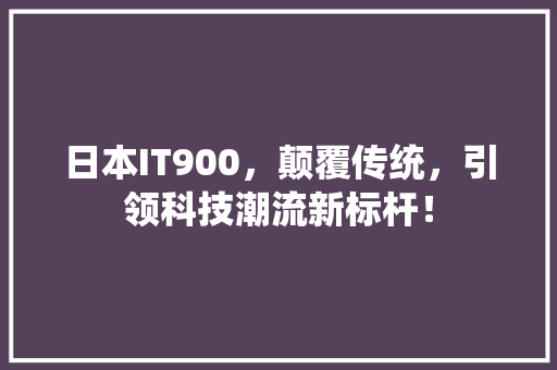 日本IT900，颠覆传统，引领科技潮流新标杆！ SEO关键词