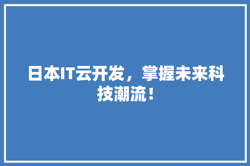 日本IT云开发，掌握未来科技潮流！ 百度SEO